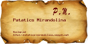Patatics Mirandolina névjegykártya